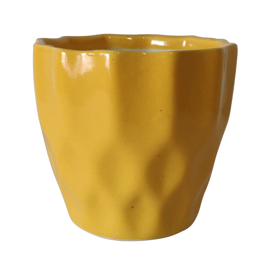 UrbanRoots Pineapple Ceramic Pot (5 inch) (Mustard Yellow)