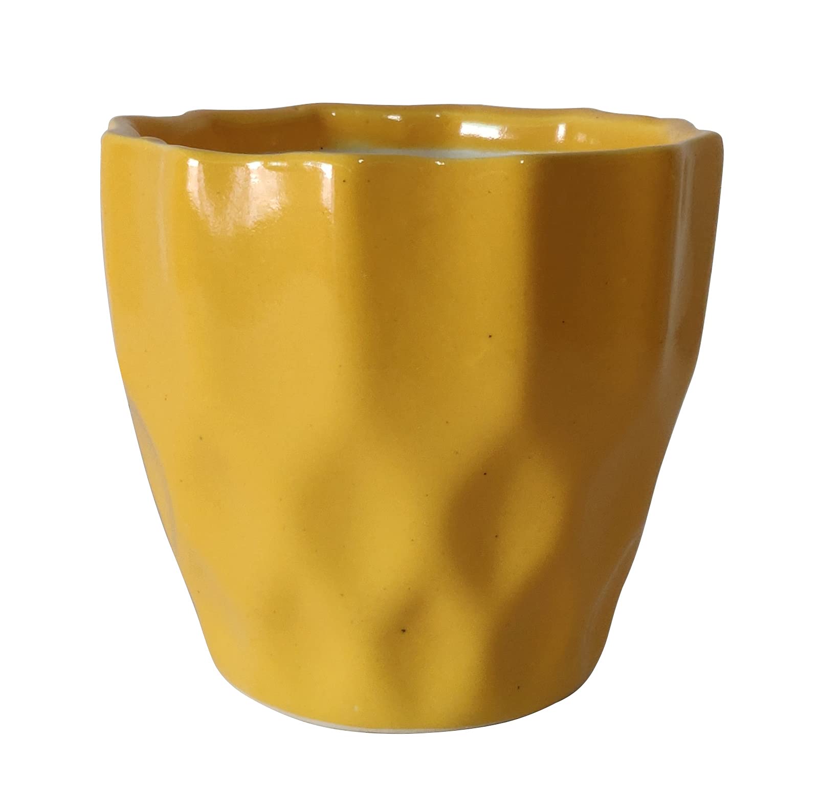 UrbanRoots Pineapple Ceramic Pot (5 inch) (Mustard Yellow)