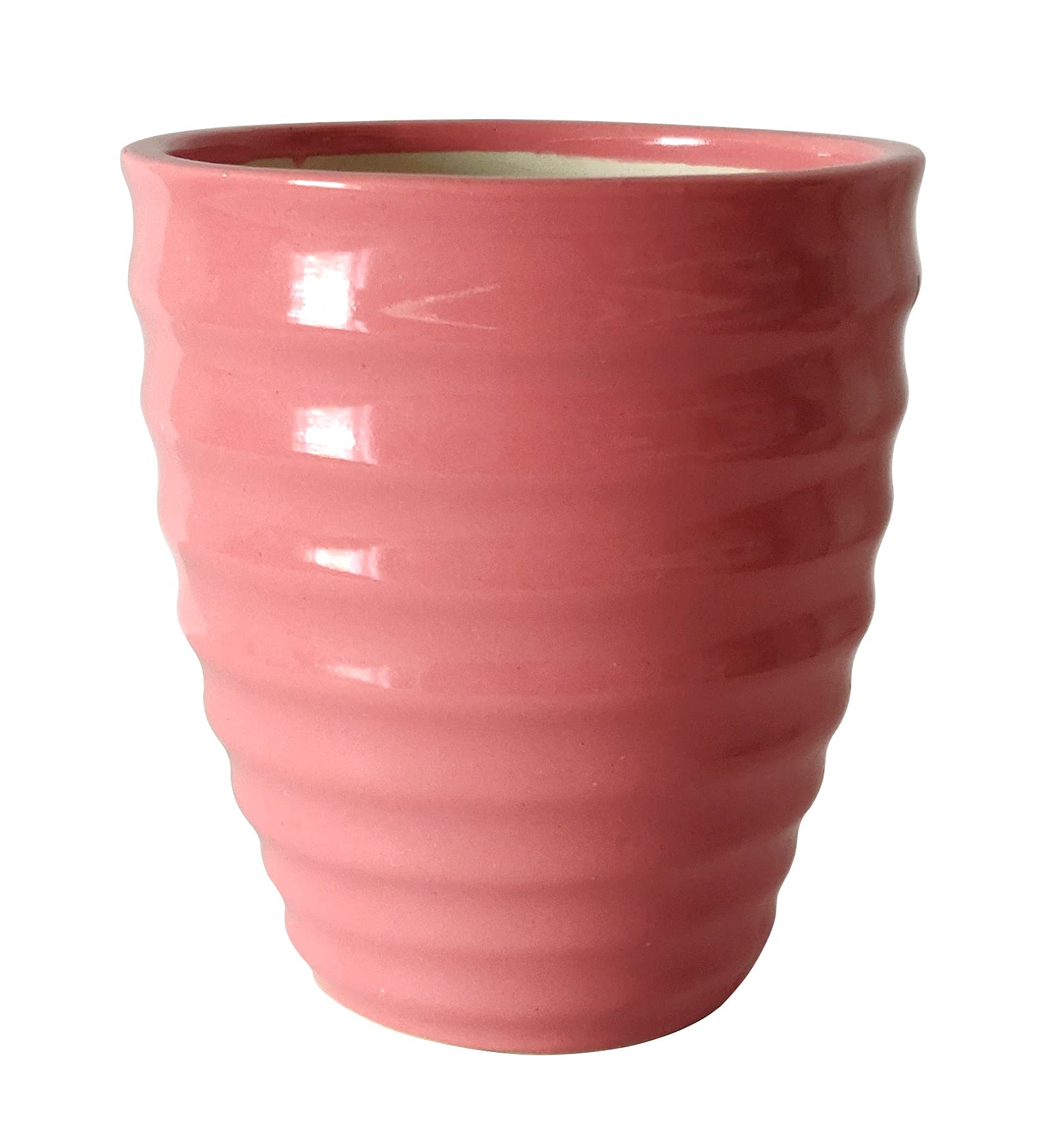 UrbanRoots Ripple Ceramic Pot (5 inch) (Rose Pink)