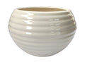 UrbanRoots Horizontal Ridges Big Round Ceramic Pot (8 inch) (White)