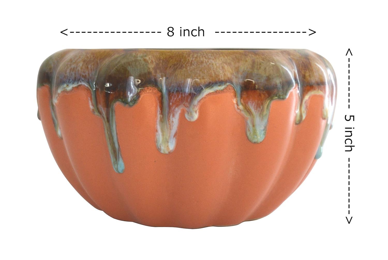 UrbanRoots Pumpkin Ceramic Pot (7 inch) (Peach)
