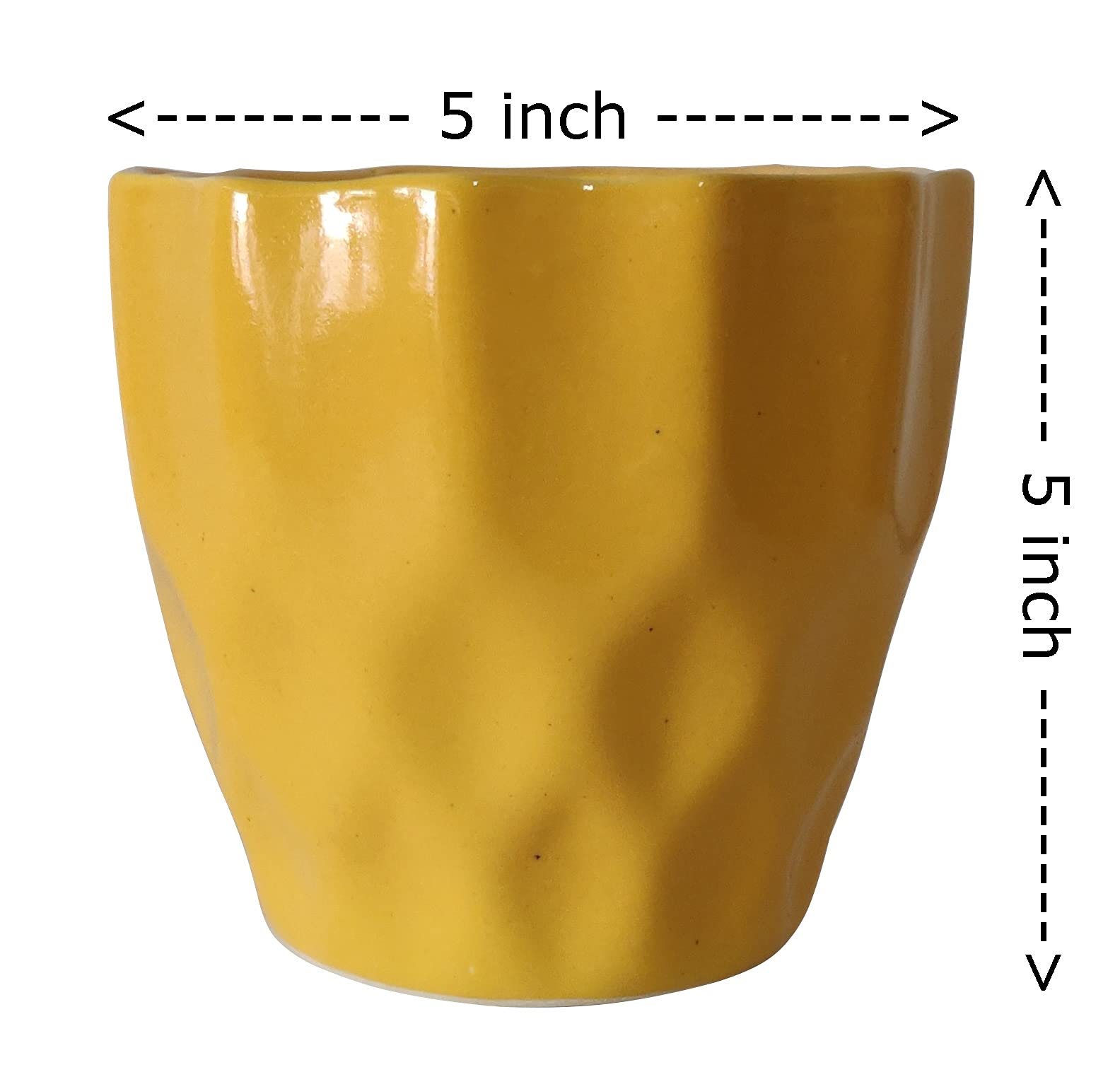 UrbanRoots Pineapple Ceramic Pot (5 inch) (Mustard Yellow)