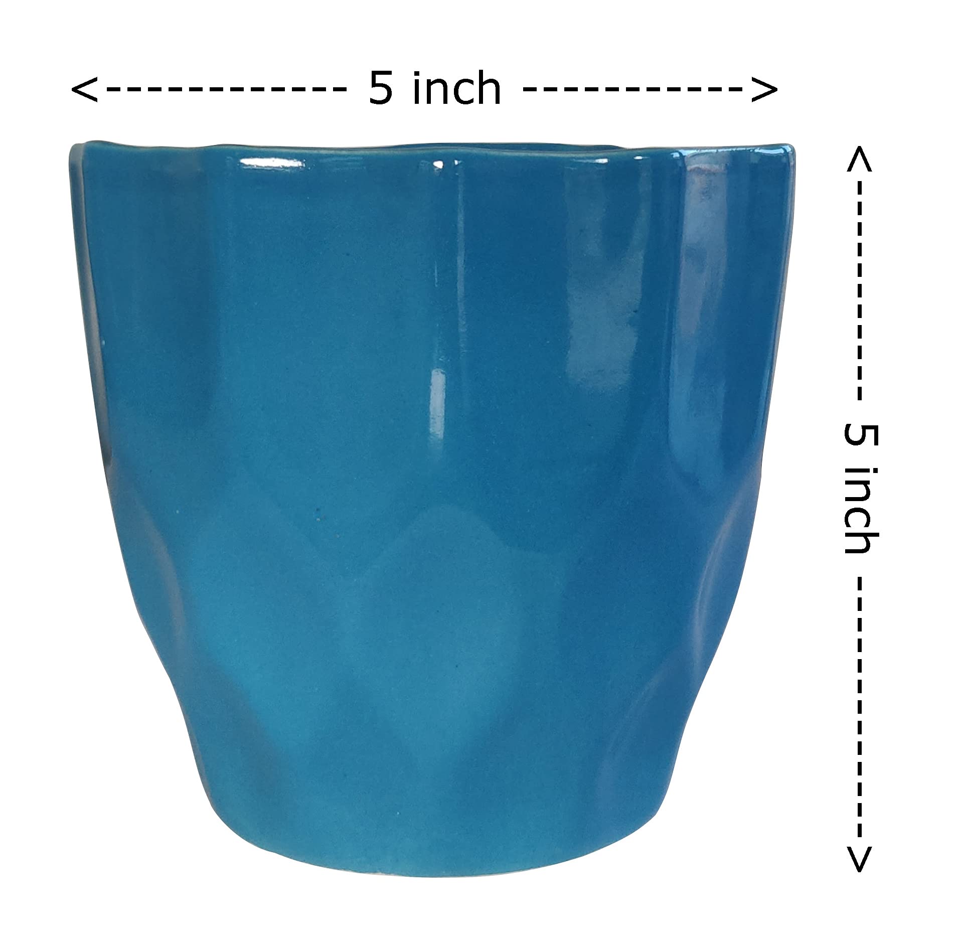 UrbanRoots Pineapple Ceramic Pot (5 inch) (Royal Blue)