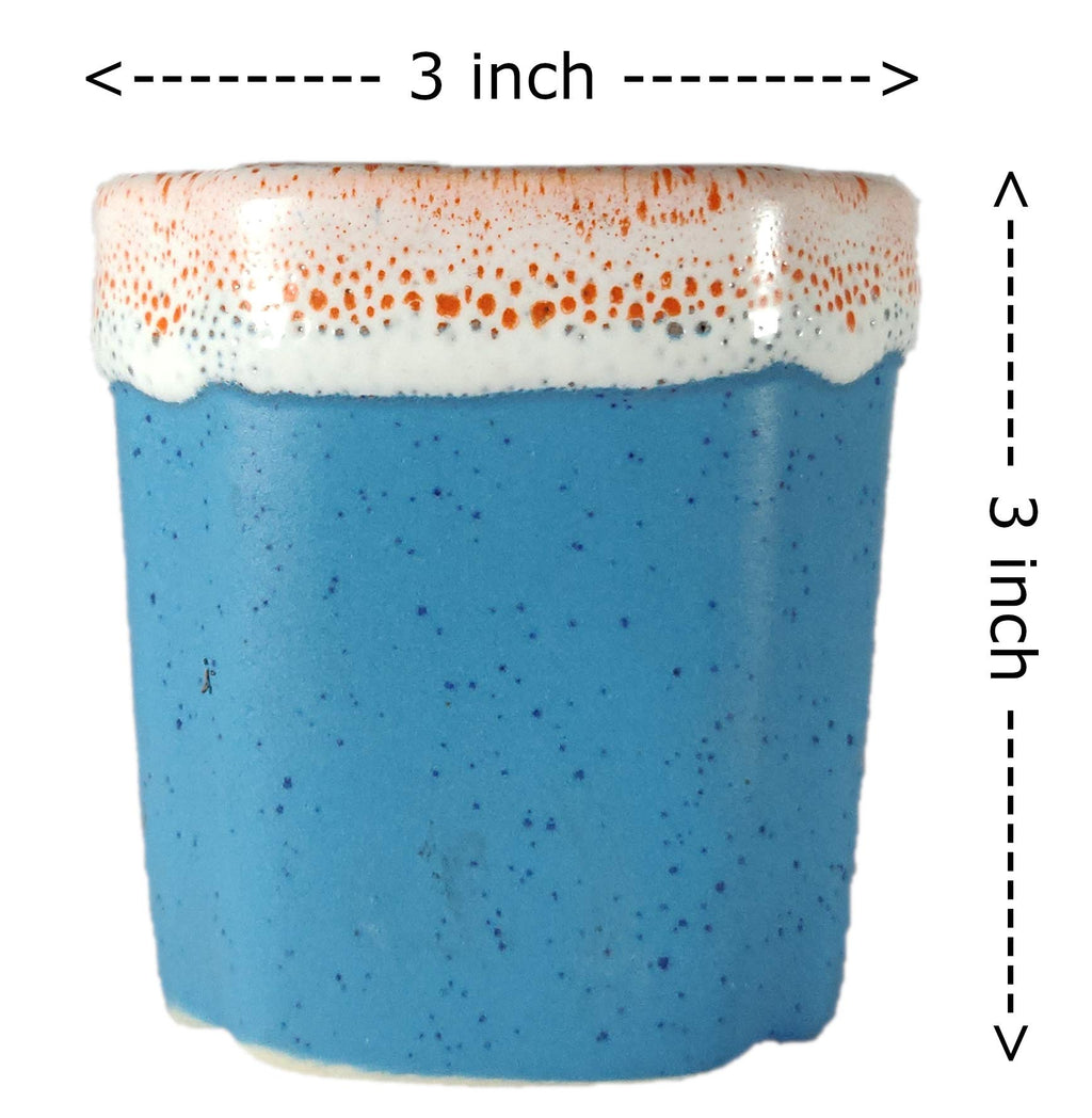 UrbanRoots Pipe Design Ceramic Pot (3 inch) (Blue)