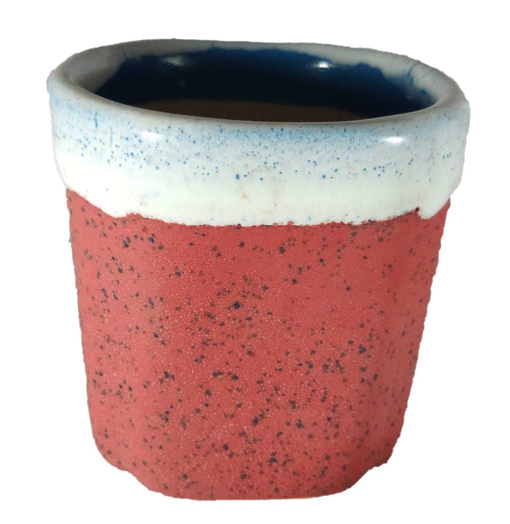 UrbanRoots Pipe Design Ceramic Pot (3 inch) (Red)