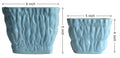 UrbanRoots Square Carving Ceramic Pot Combo Set (Sky Blue)