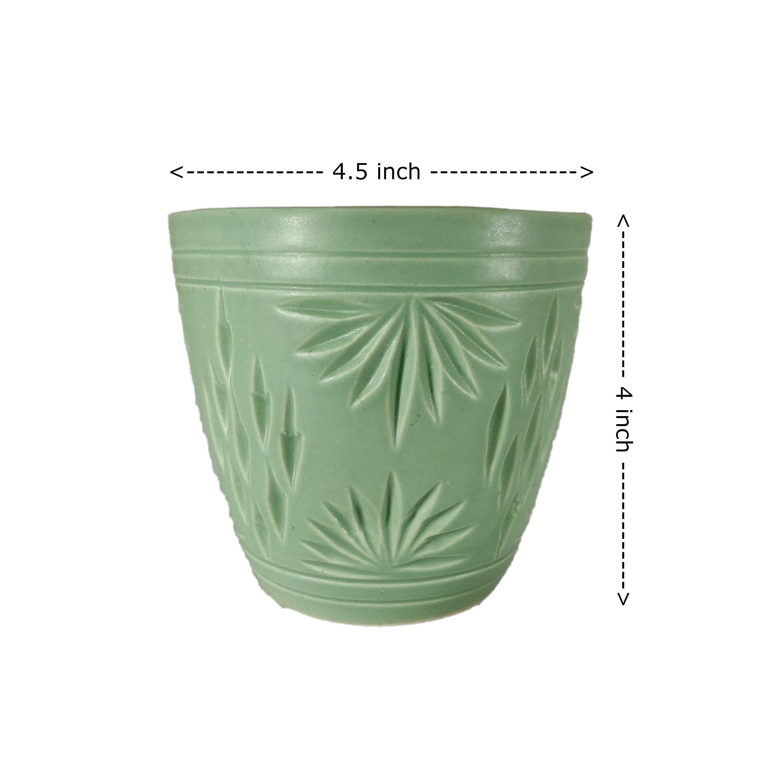 UrbanRoots Engraved Glass Shape Ceramic Pot (4.5 inch) (Sea Green)
