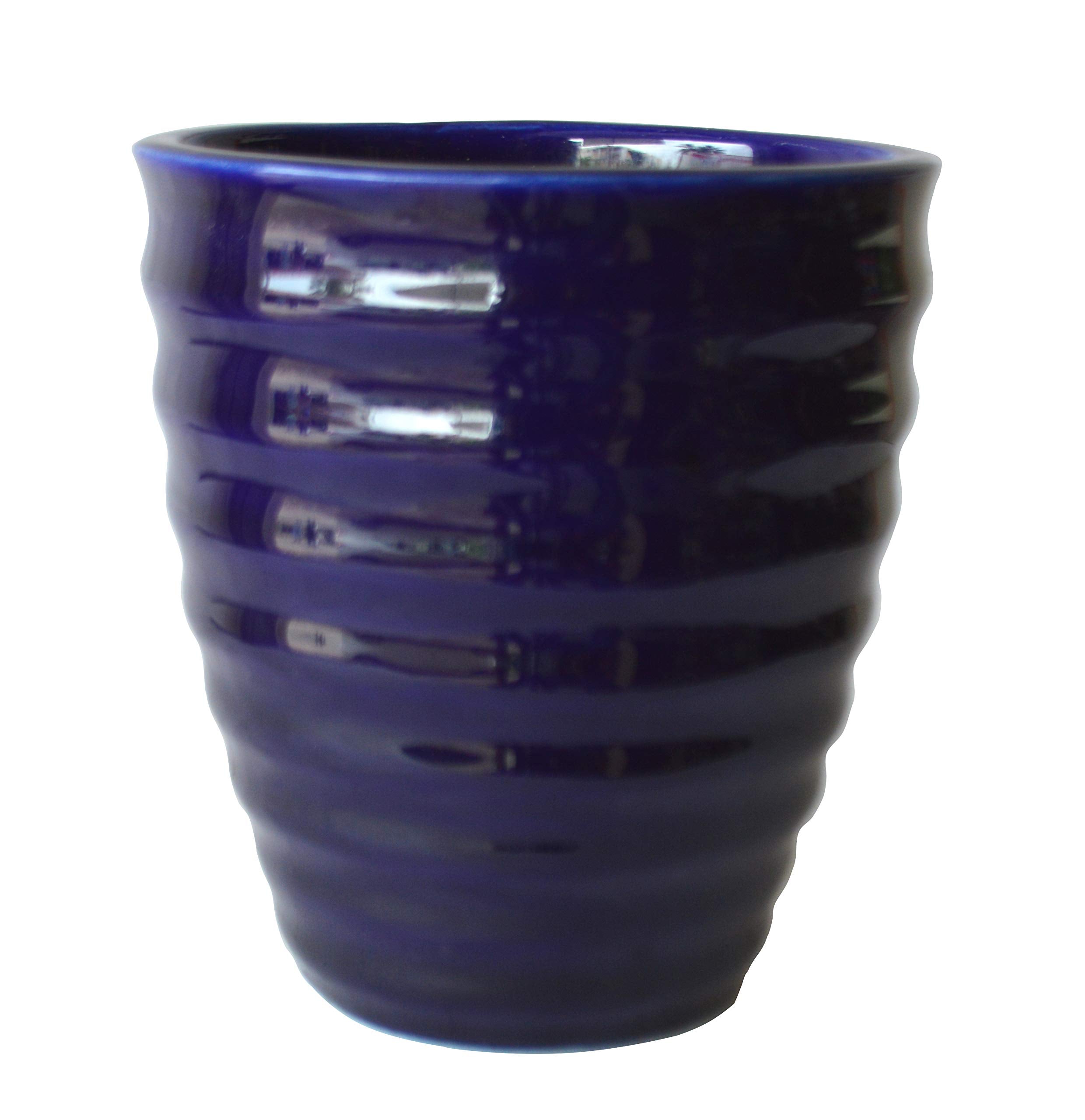 UrbanRoots Ripple Ceramic Pot (5.5 inch) (Dark Blue)