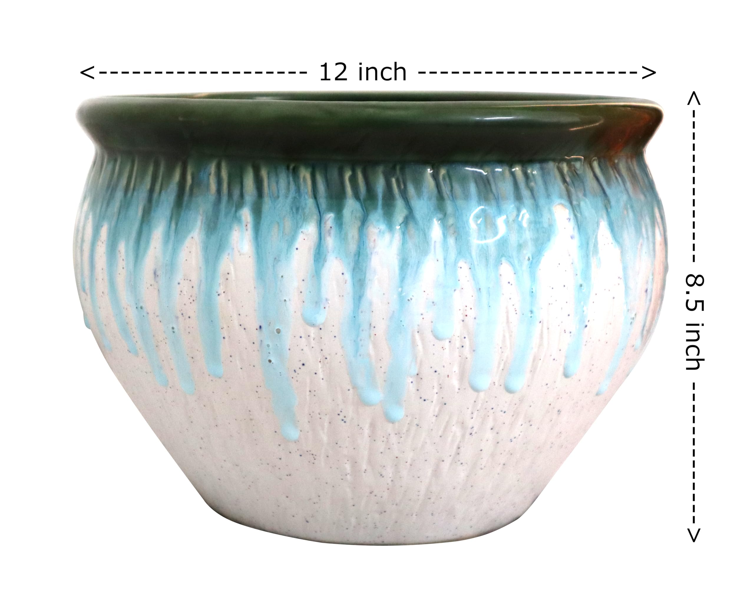 UrbanRoots Matka Big Ceramic Pot (12 inch) (White)