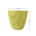 UrbanRoots Engraved Glass Shape Ceramic Pot (4.5 inch) (Lemon Yellow)
