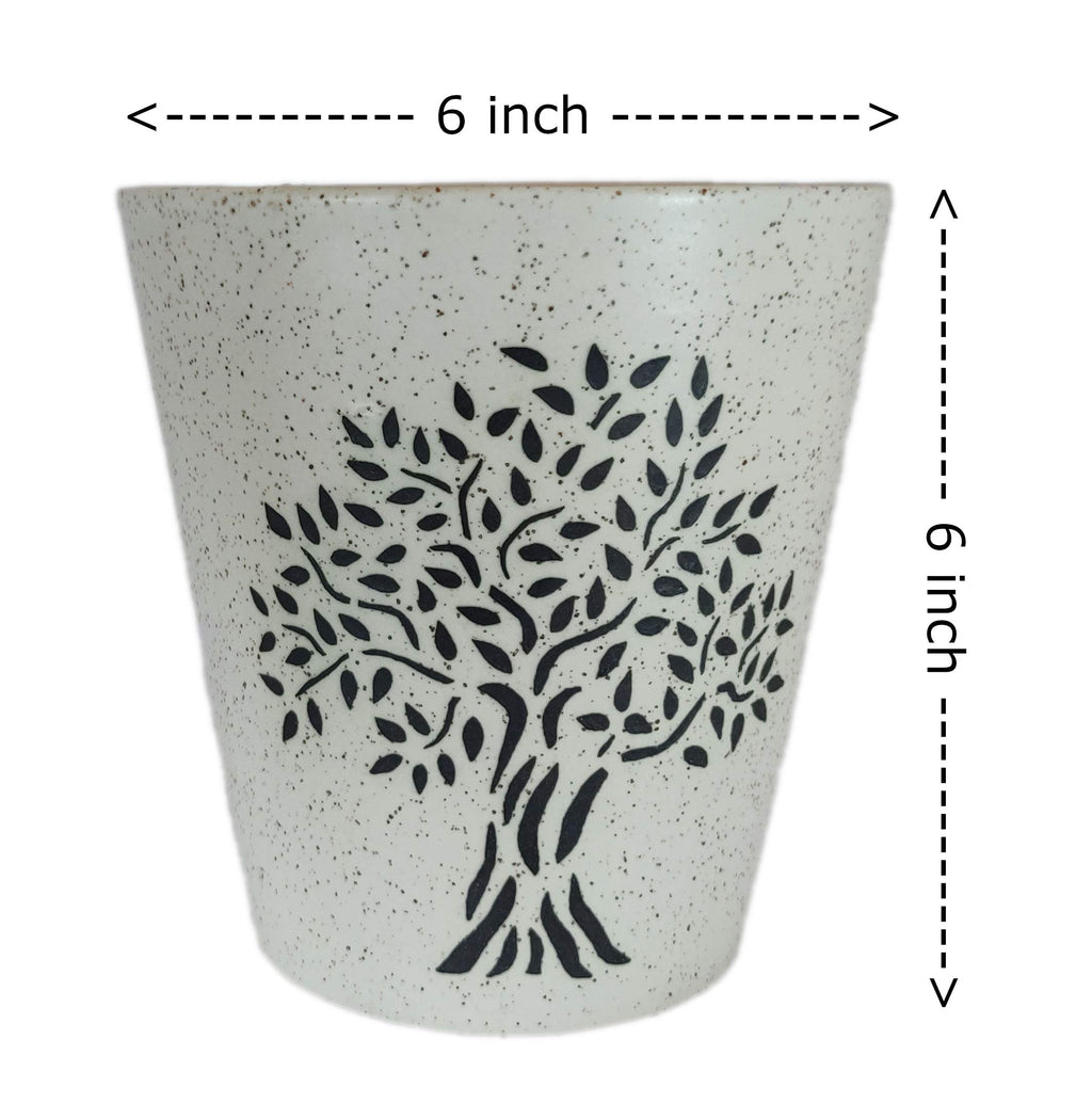 UrbanRoots Ceramic Glass Shape Pot (6", White), 1 Piece