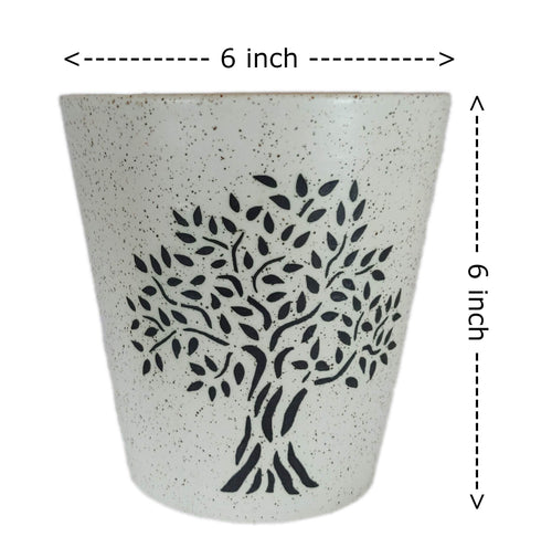 UrbanRoots Ceramic Glass Shape Pot (6", White), 1 Piece