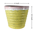 UrbanRoots Horizontal Ridges Ceramic Pot (4 inch) (Yellow)