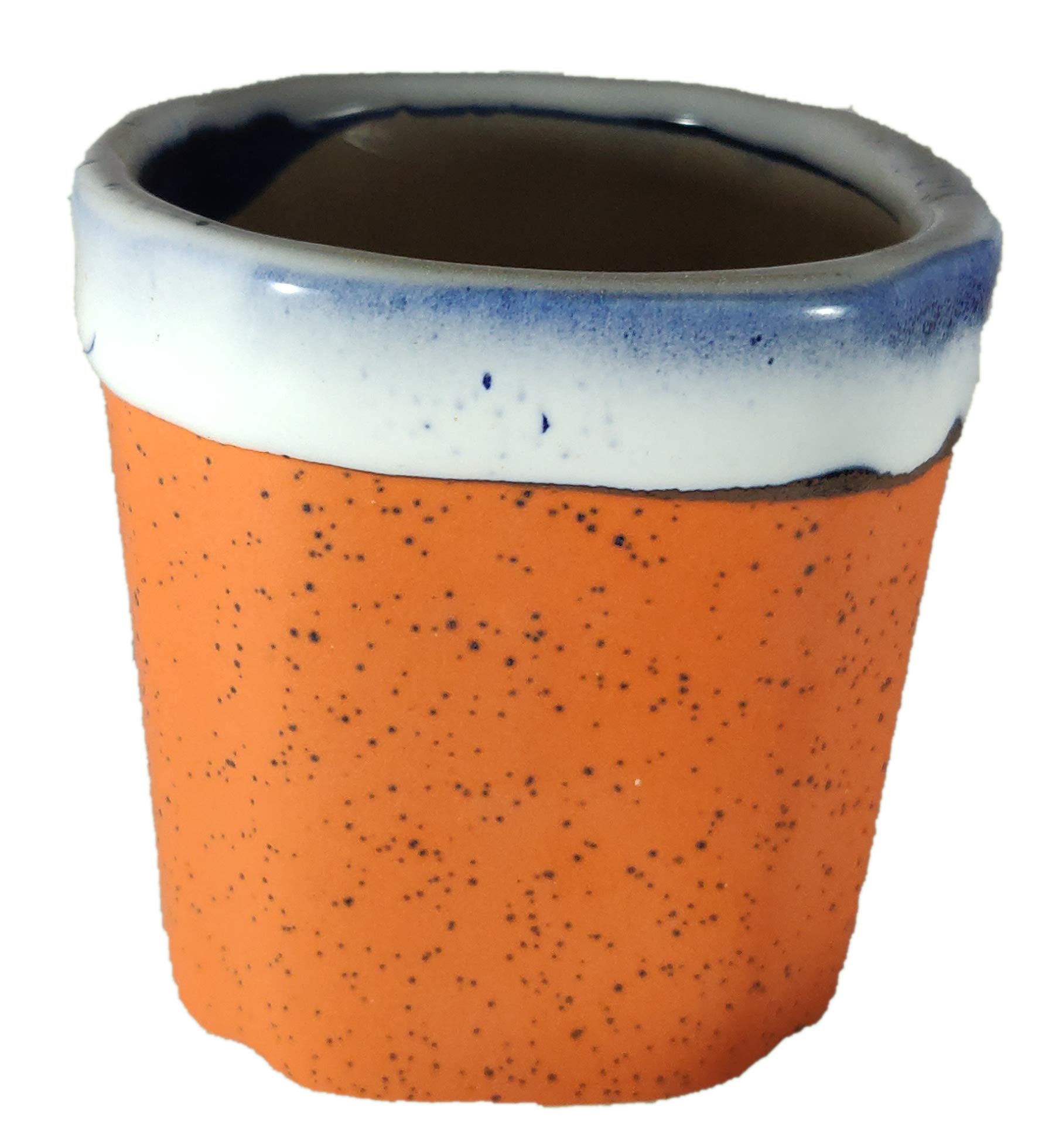 UrbanRoots Pipe Design Ceramic Pot (3 inch) (Orange)