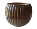 UrbanRoots Fluted Ball Ceramic Planter (Brown, Medium)
