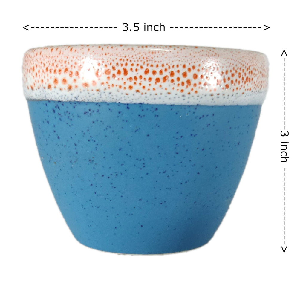 UrbanRoots Ceramic Pot for Succulent (3 inch) (Blue)