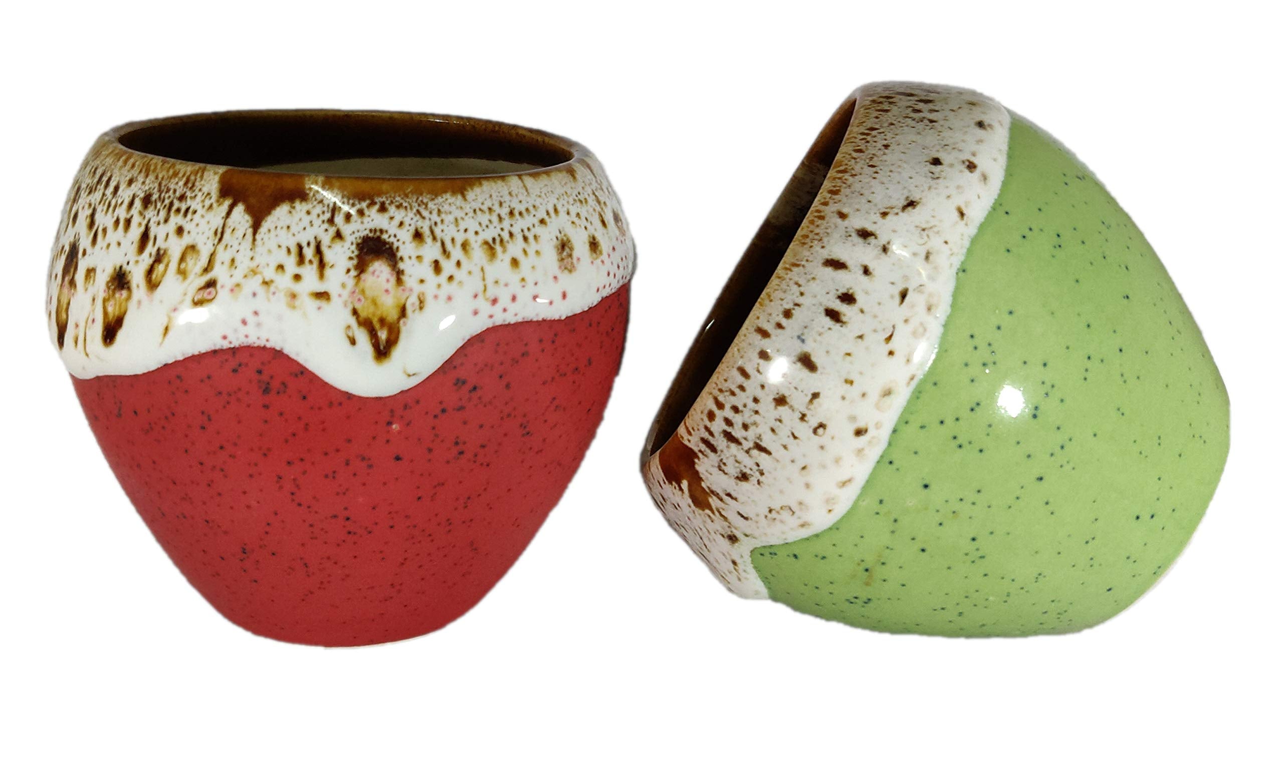 UrbanRoots Small Apple Cream Ceramic Pot (3.5 inch) (Combo)