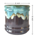 UrbanRoots Barrel Ceramic Pot (6 inch) (Brown Blue)