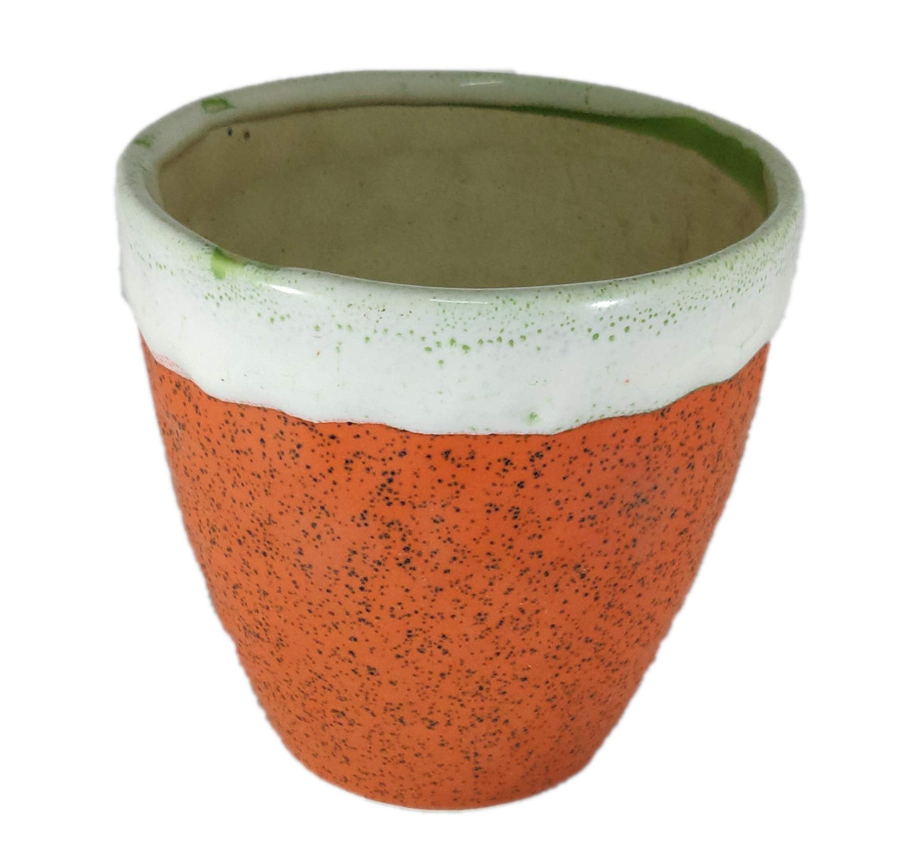 UrbanRoots Diamond Texture Ceramic Pot (4 inch) (Orange)