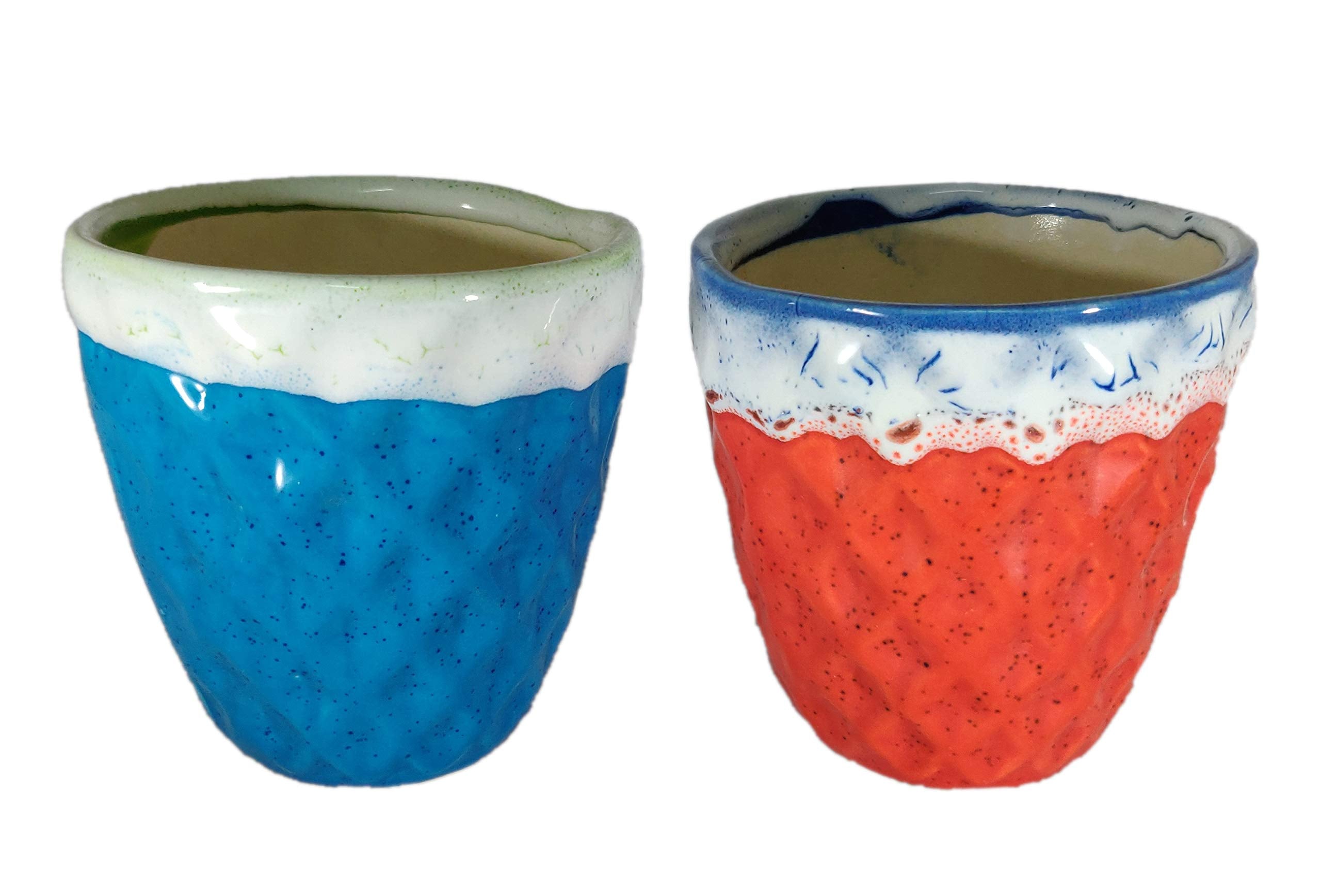 UrbanRoots Diamond Texture Ceramic Pot (4 inch) (Combo 2)