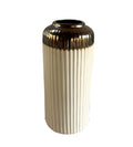 UrbanRoots Ribbed Ceramic Accent Flower Vase (10.5 inch) (Ivory)