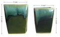 UrbanRoots Melting Stone Square Ceramic Pot Combo (2 Piece) (Green)