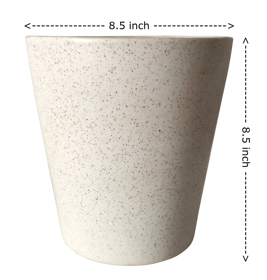 UrbanRoots V Shape Ceramic Pot (Marble, 8.5 Inch), Off-White