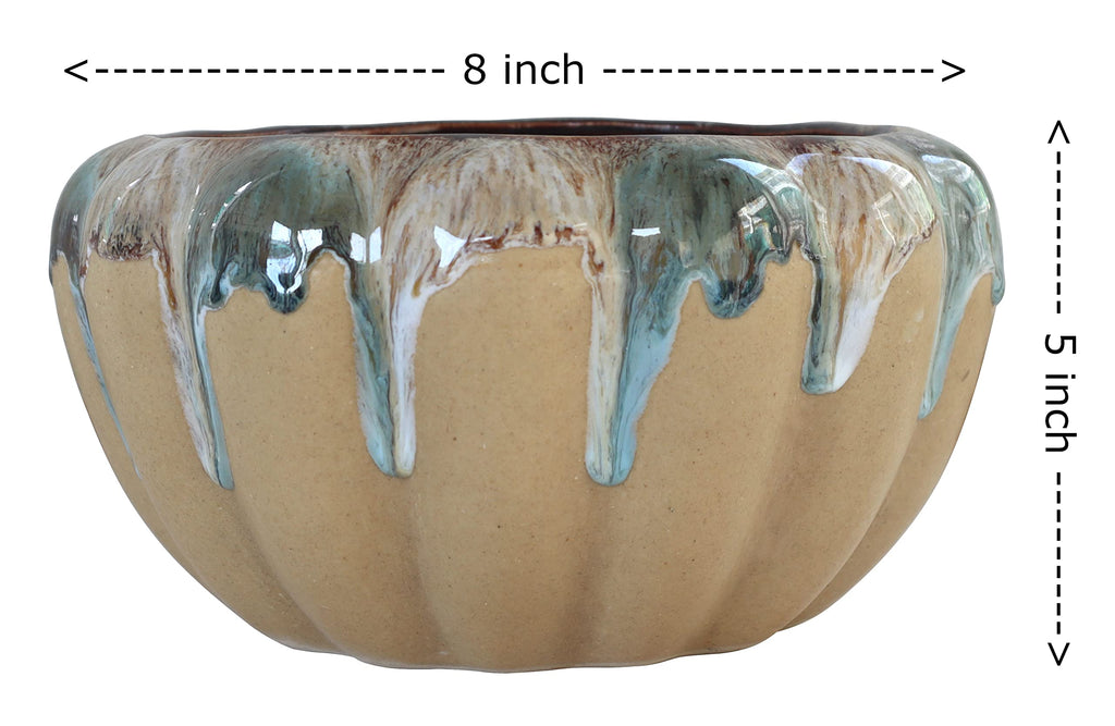 UrbanRoots Pumpkin Ceramic Pot (7 inch) (Beige)