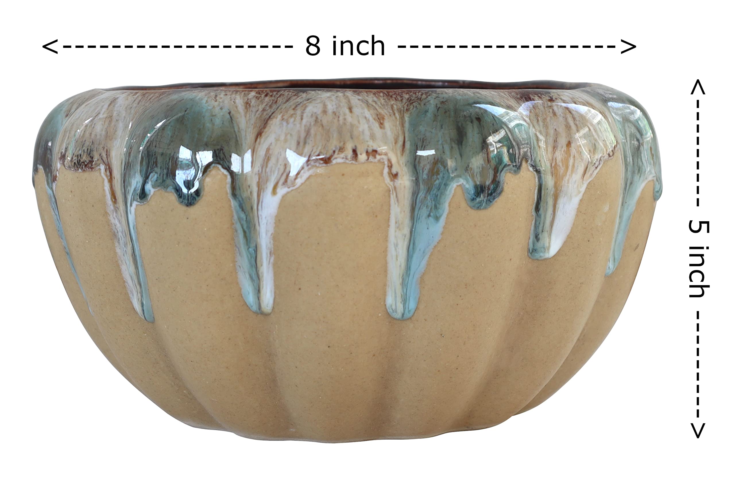 UrbanRoots Pumpkin Ceramic Pot (7 inch) (Beige)