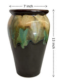 UrbanRoots Large Kulhad Ceramic Pot (13 inch) (Dark Green)