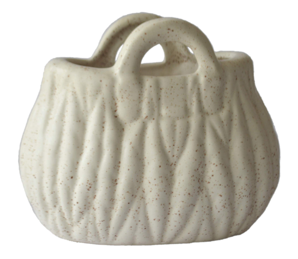UrbanRoots Purse Ceramic Pot for Succulents (Plants not Included) (White)