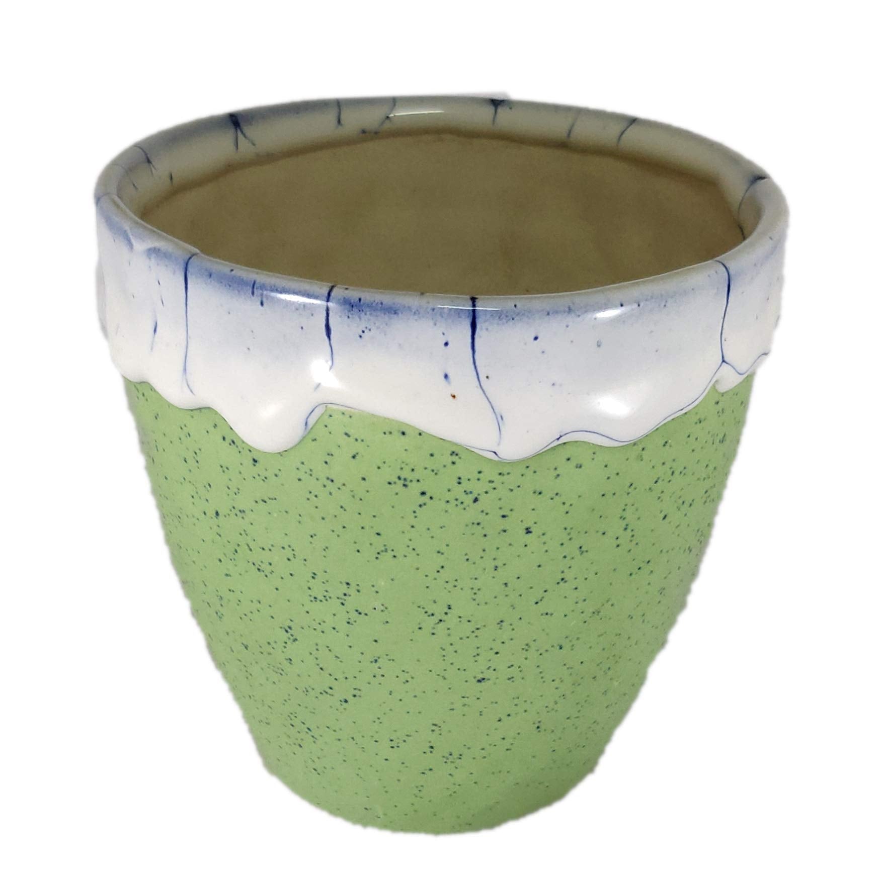UrbanRoots Diamond Texture Ceramic Pot (4 inch) (Green)