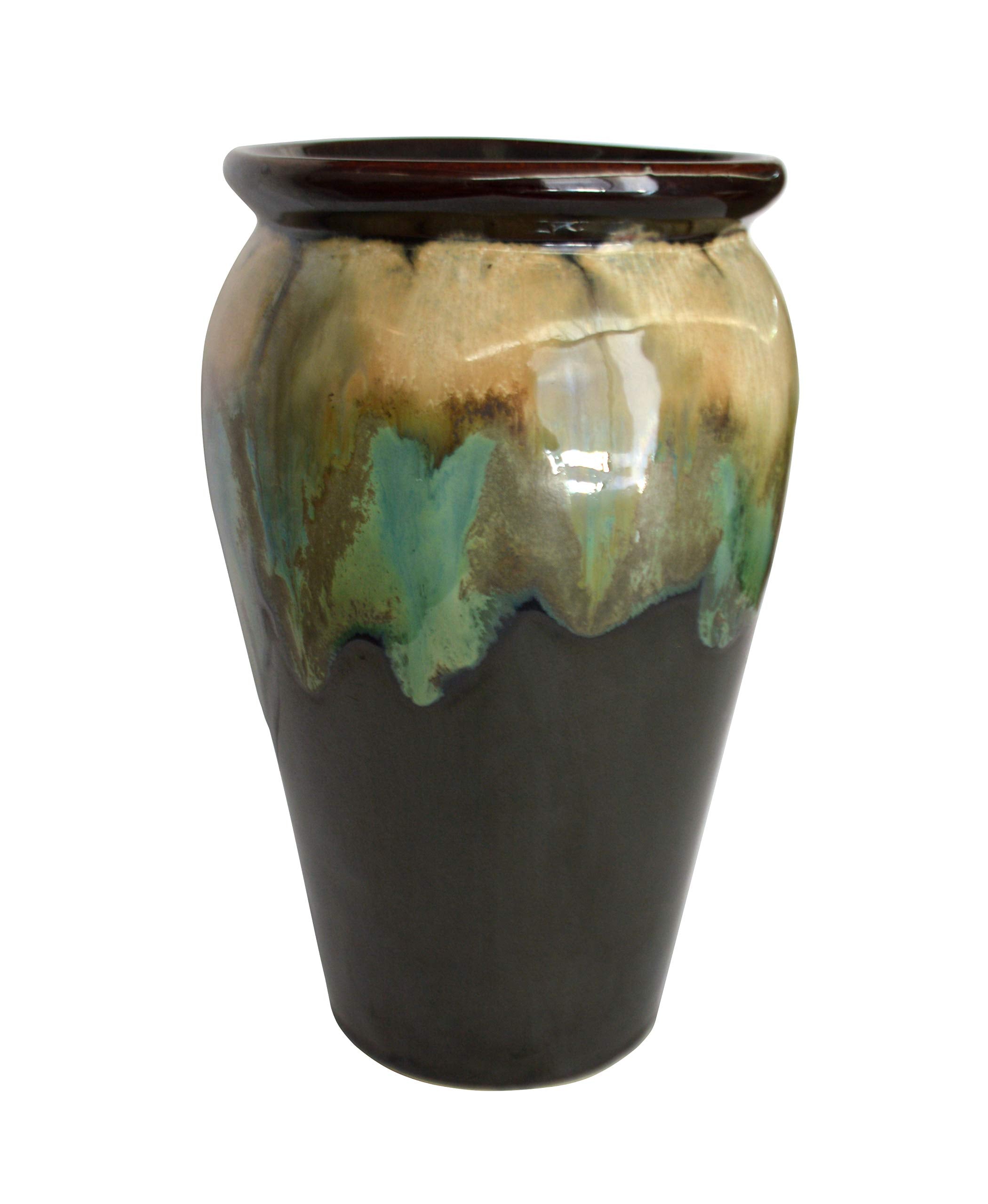 UrbanRoots Large Kulhad Ceramic Pot (13 inch) (Dark Green)