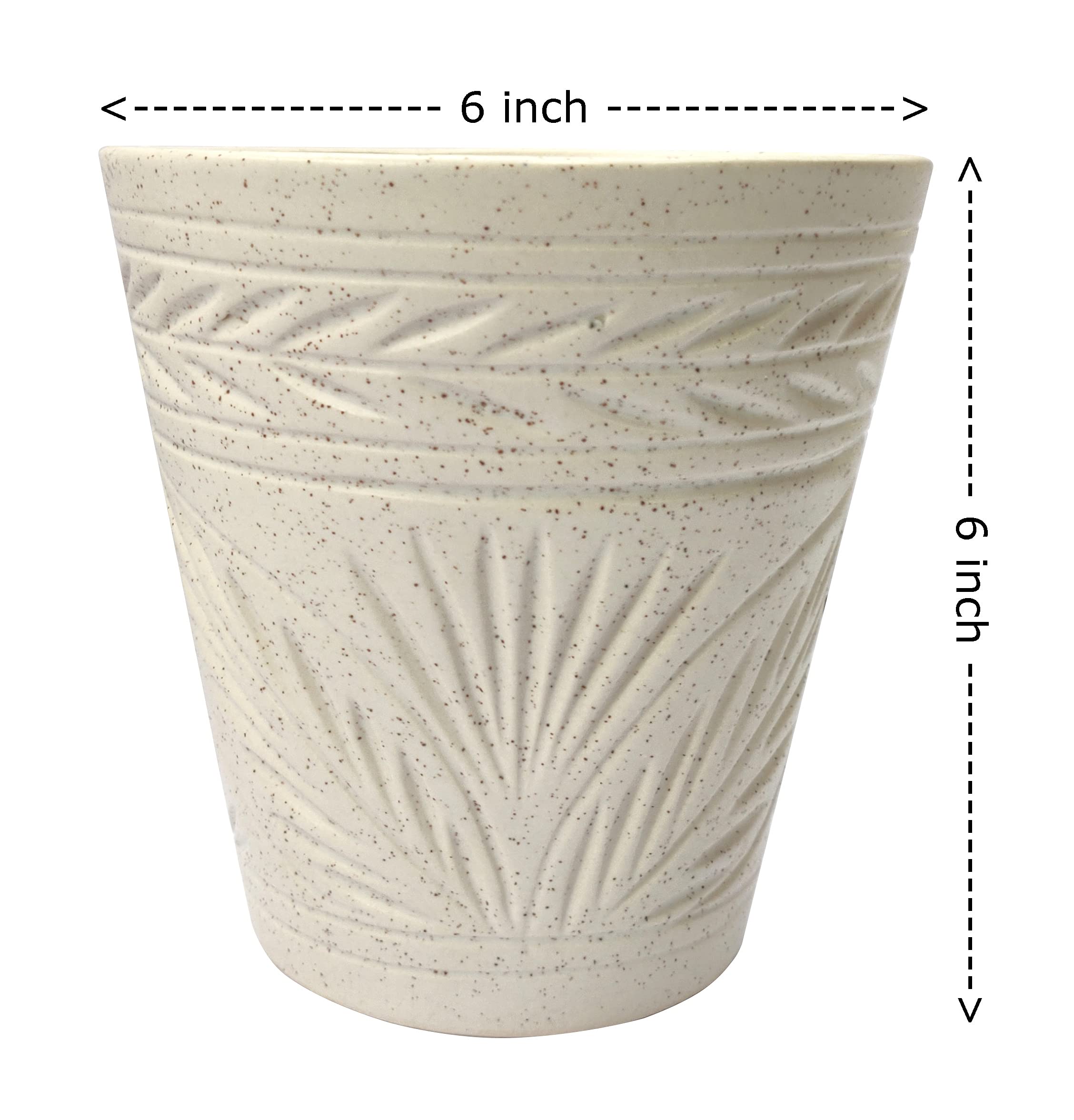 UrbanRoots Engraved Glass Ceramic Pot (6 inch) (White)