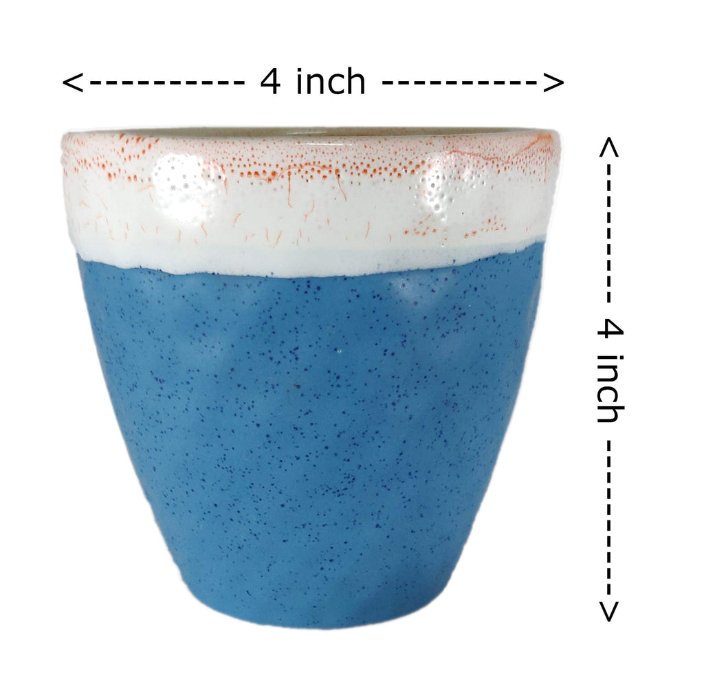 UrbanRoots Diamond Texture Ceramic Pot (4 inch) (Blue)