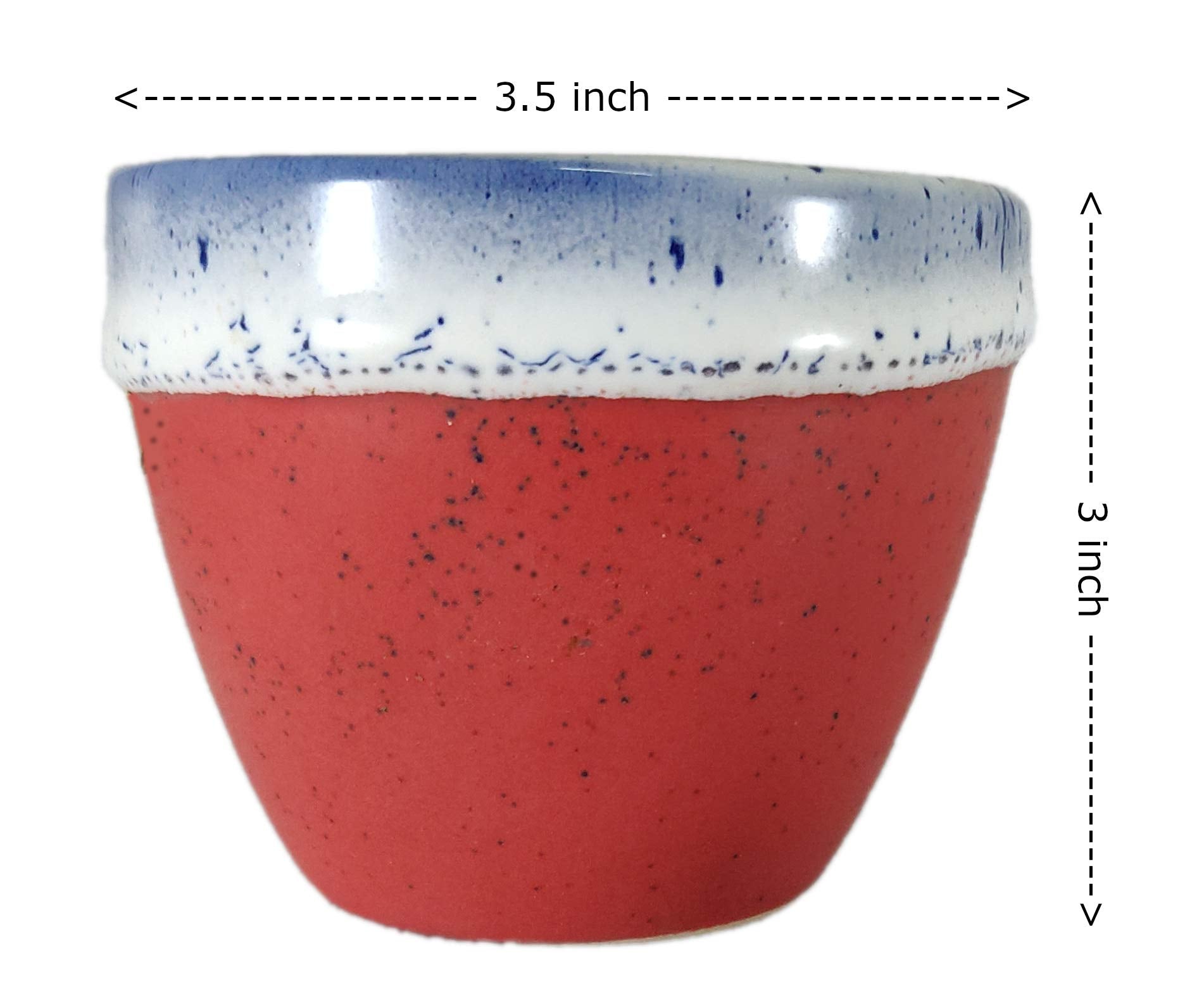 UrbanRoots Ceramic Pot for Succulent (3 inch) (Red)