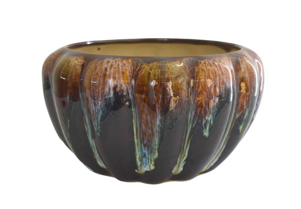 UrbanRoots Pumpkin Ceramic Pot (7 inch) (Brown)