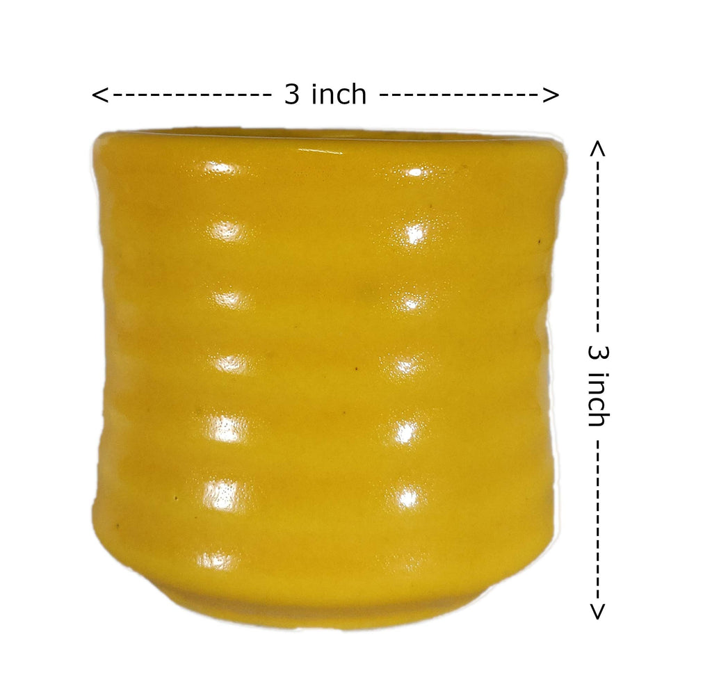 UrbanRoots Horizontal Ridges Ceramic Pot (3 inch) (Combo 5)