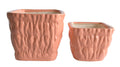 UrbanRoots Square Carving Ceramic Pot Combo Set (Peach)