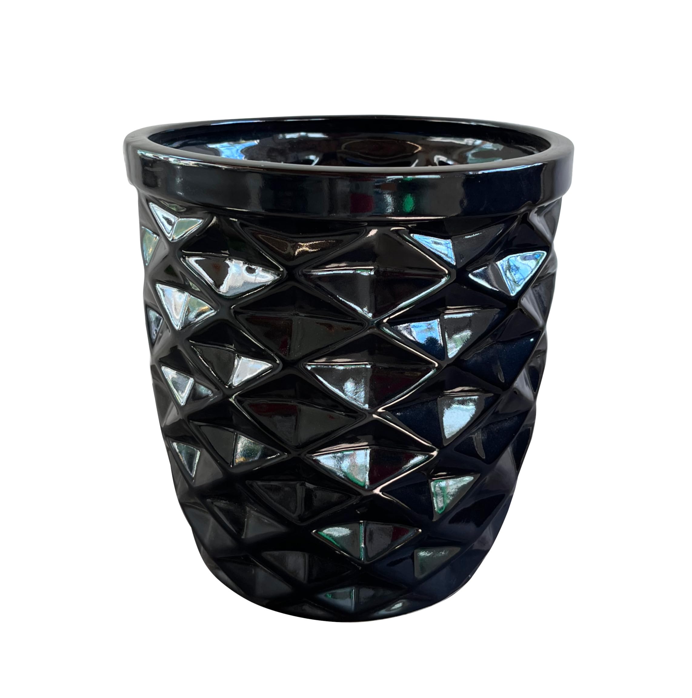 UrbanRoots Geometric Cut Ceramic Planter (10 inch) (Black)