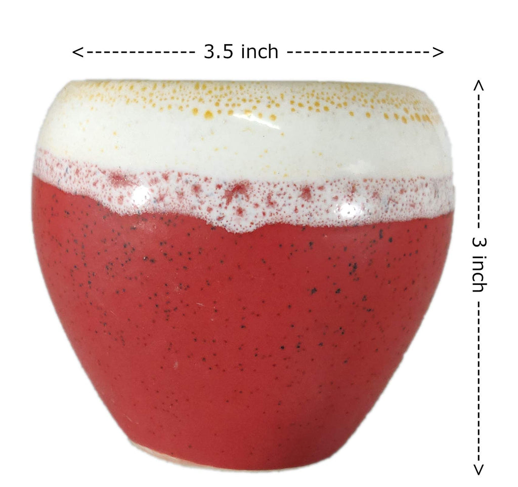 UrbanRoots Small Apple Ceramic Pot (Red)
