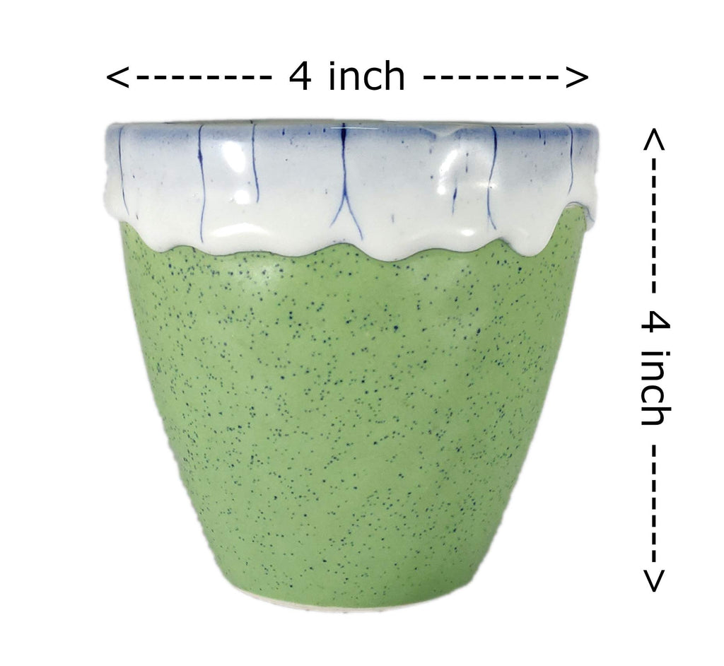 UrbanRoots Diamond Texture Ceramic Pot (4 inch) (Green)