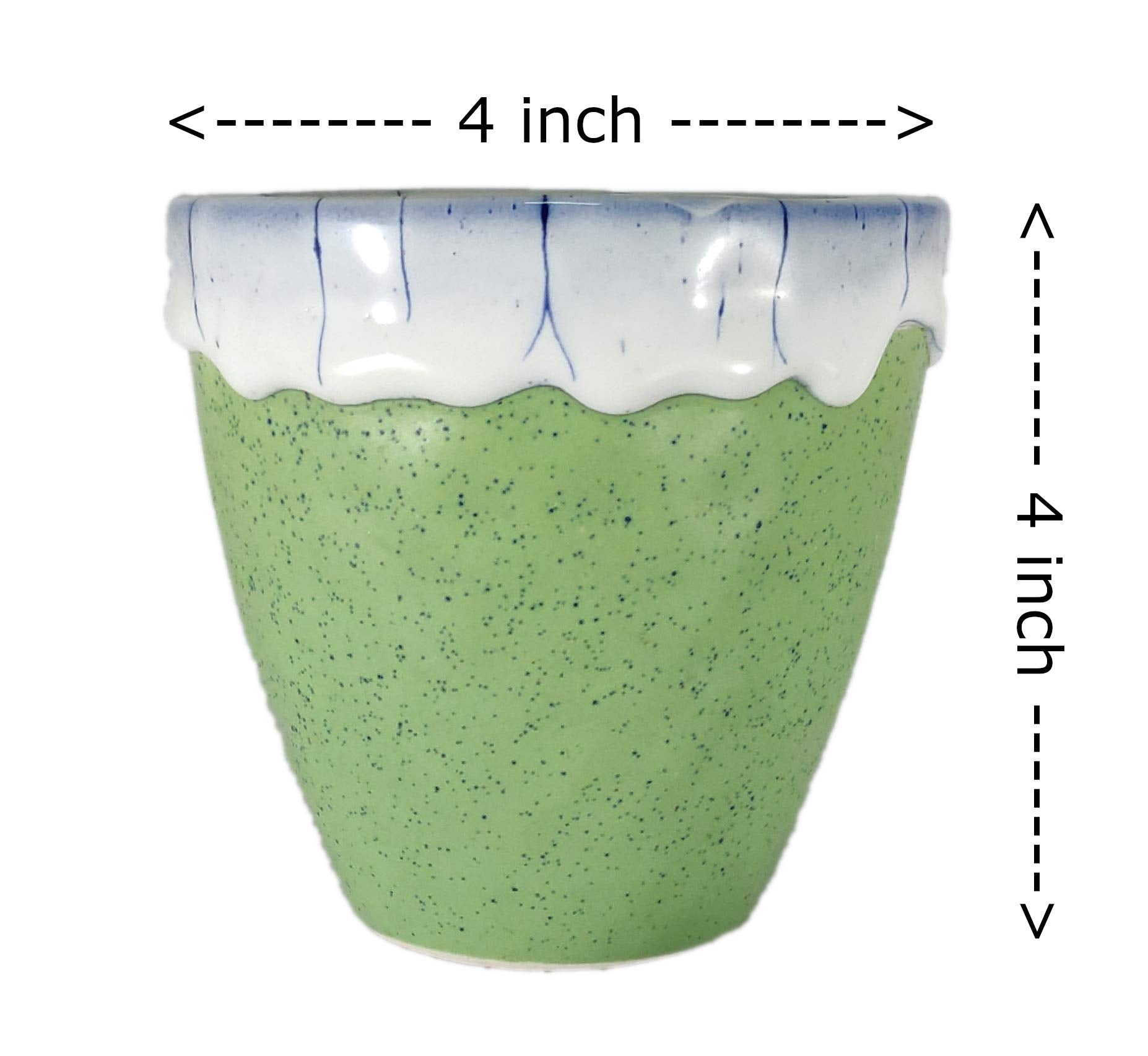 UrbanRoots Diamond Texture Ceramic Pot (4 inch) (Green)