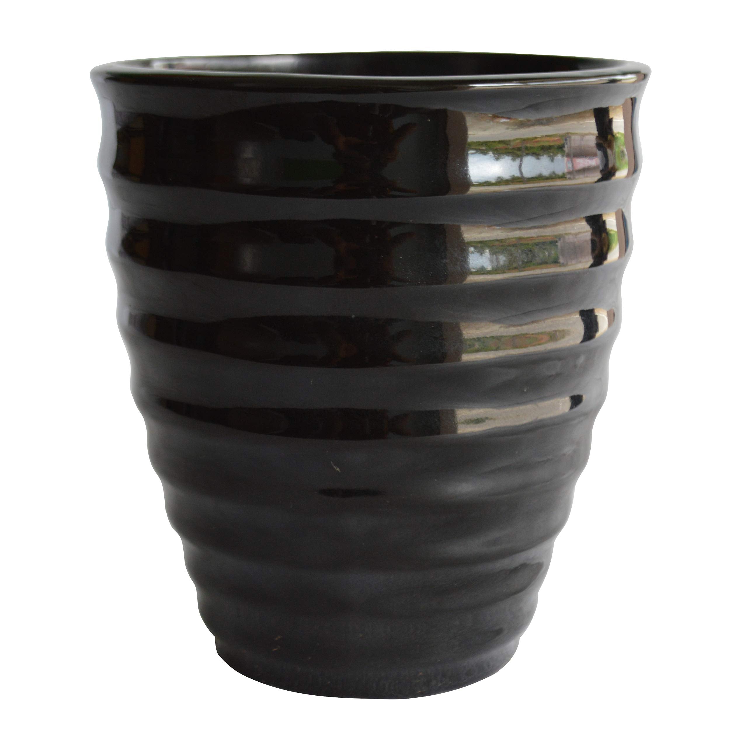 UrbanRoots Ripple Ceramic Pot (5.5 inch) (Black)