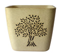 UrbanRoots Square Ceramic Pot (7 inch) (Beige Tree)