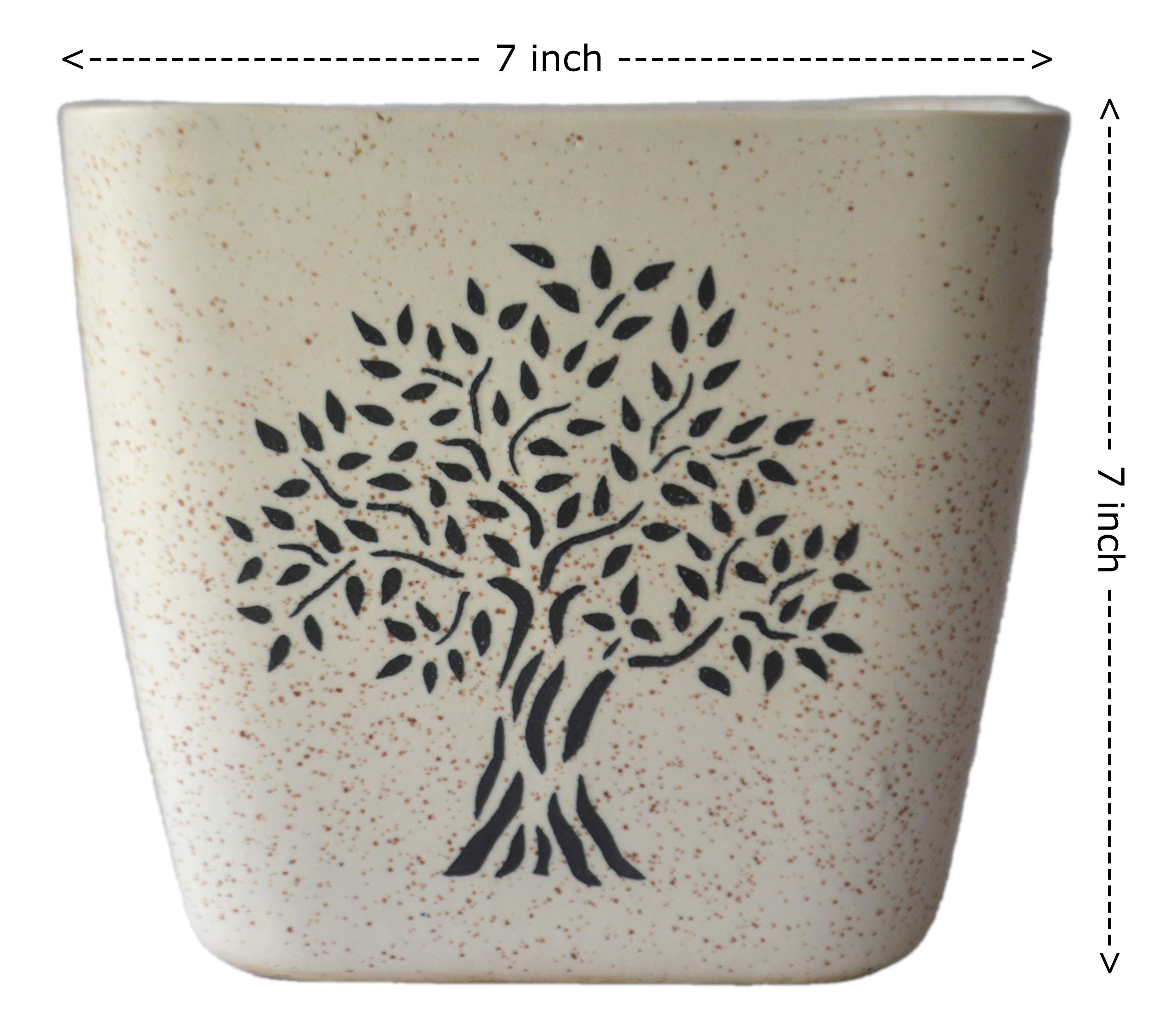 UrbanRoots Ceramic Square Pot, White, 7 in, 1 Piece