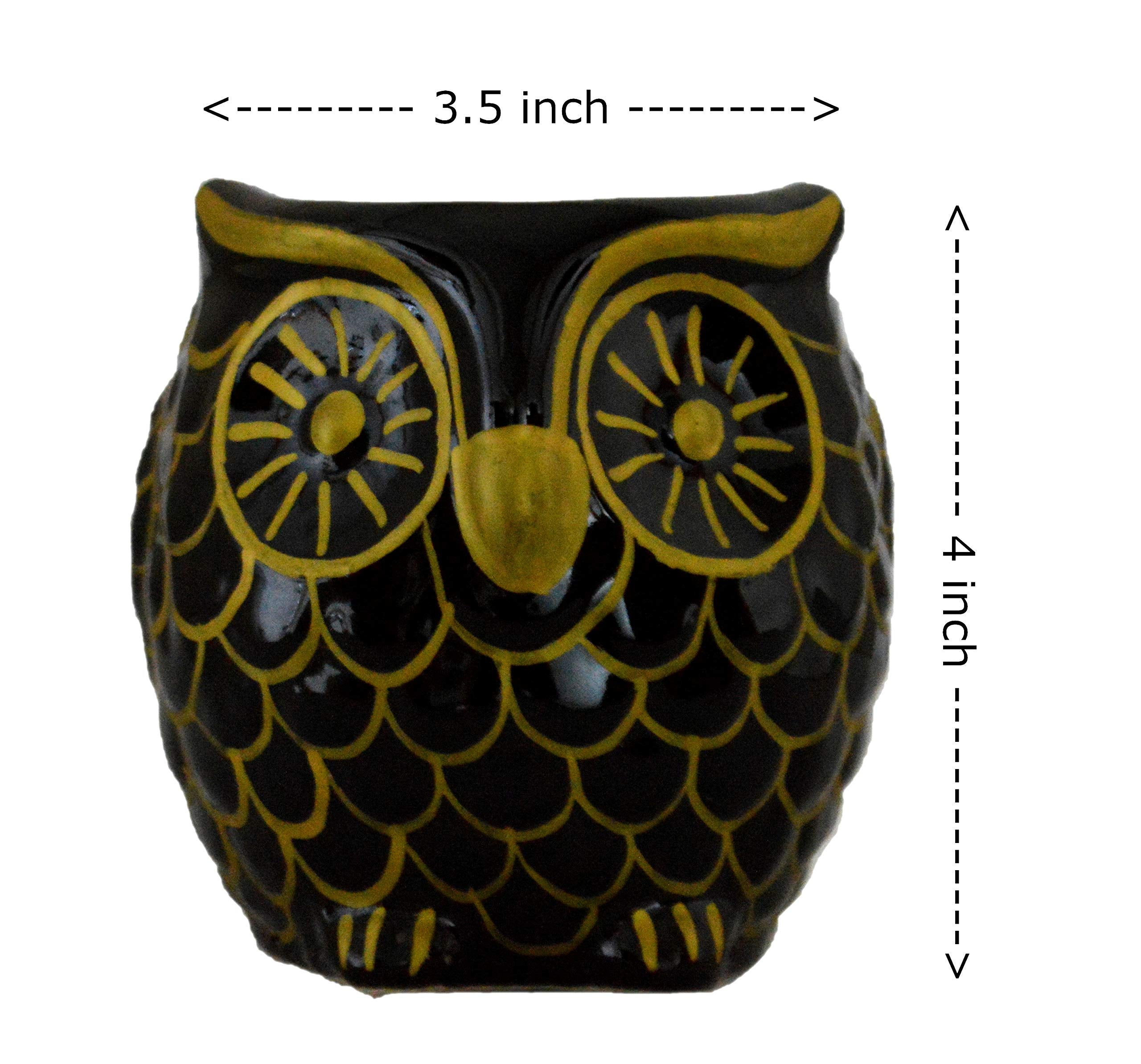 UrbanRoots Ceramic Owl Planter (3 inch) (Black)