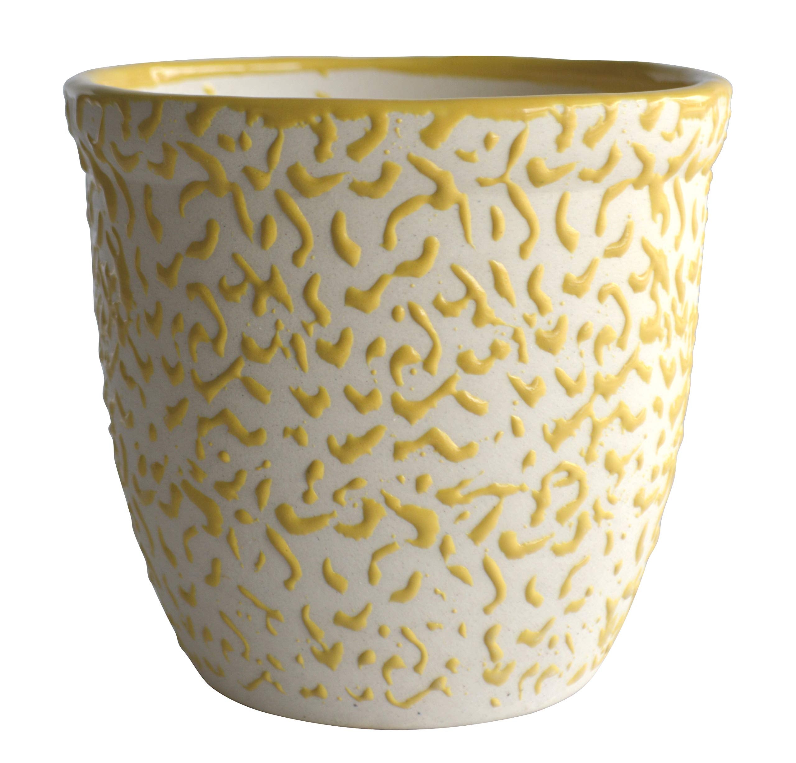 UrbanRoots Drop Texture Ceramic Pot (5.5 inch) (Yellow)