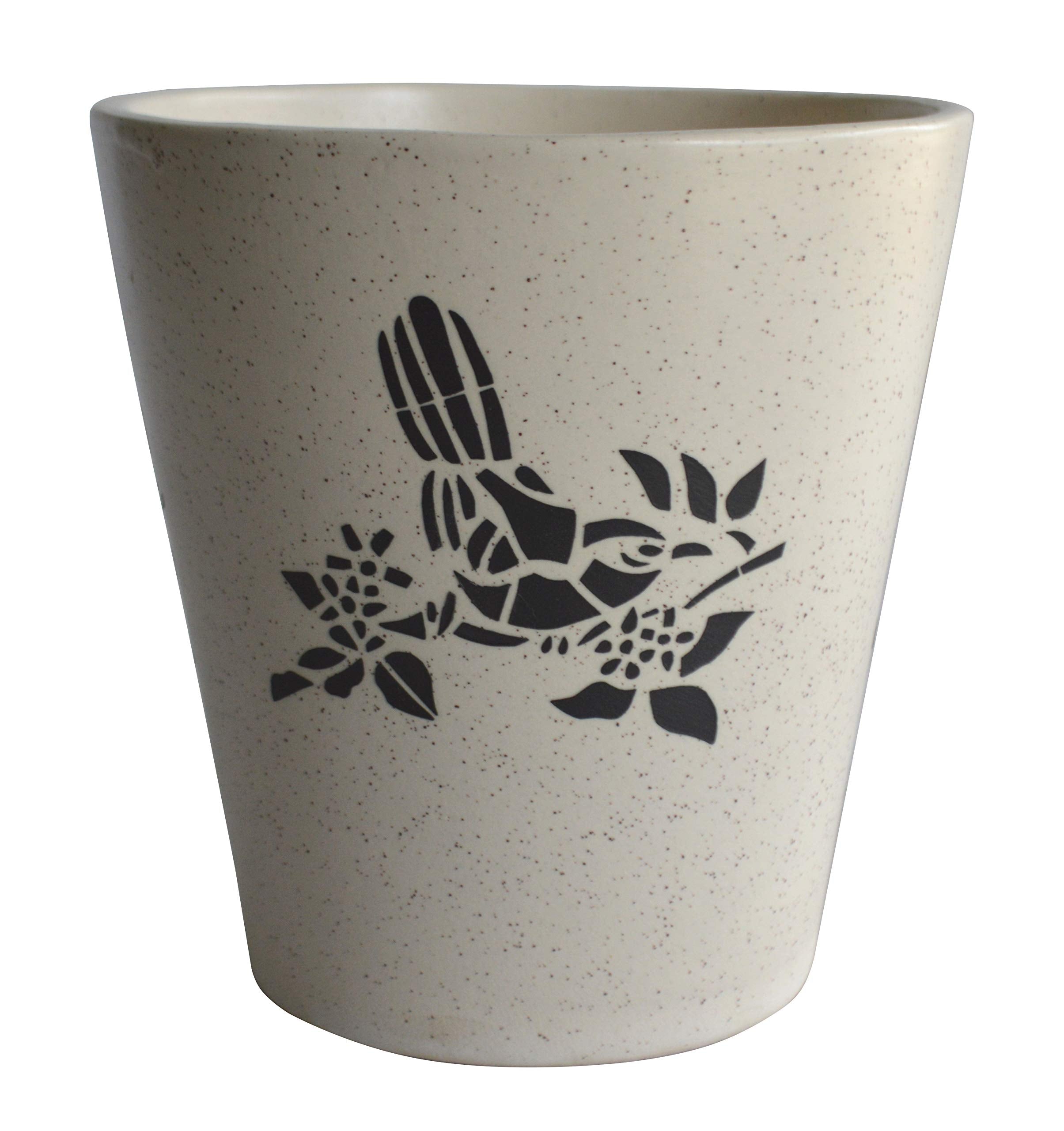 UrbanRoots Glass Shape Ceramic Pot (6 inch) (Bird)
