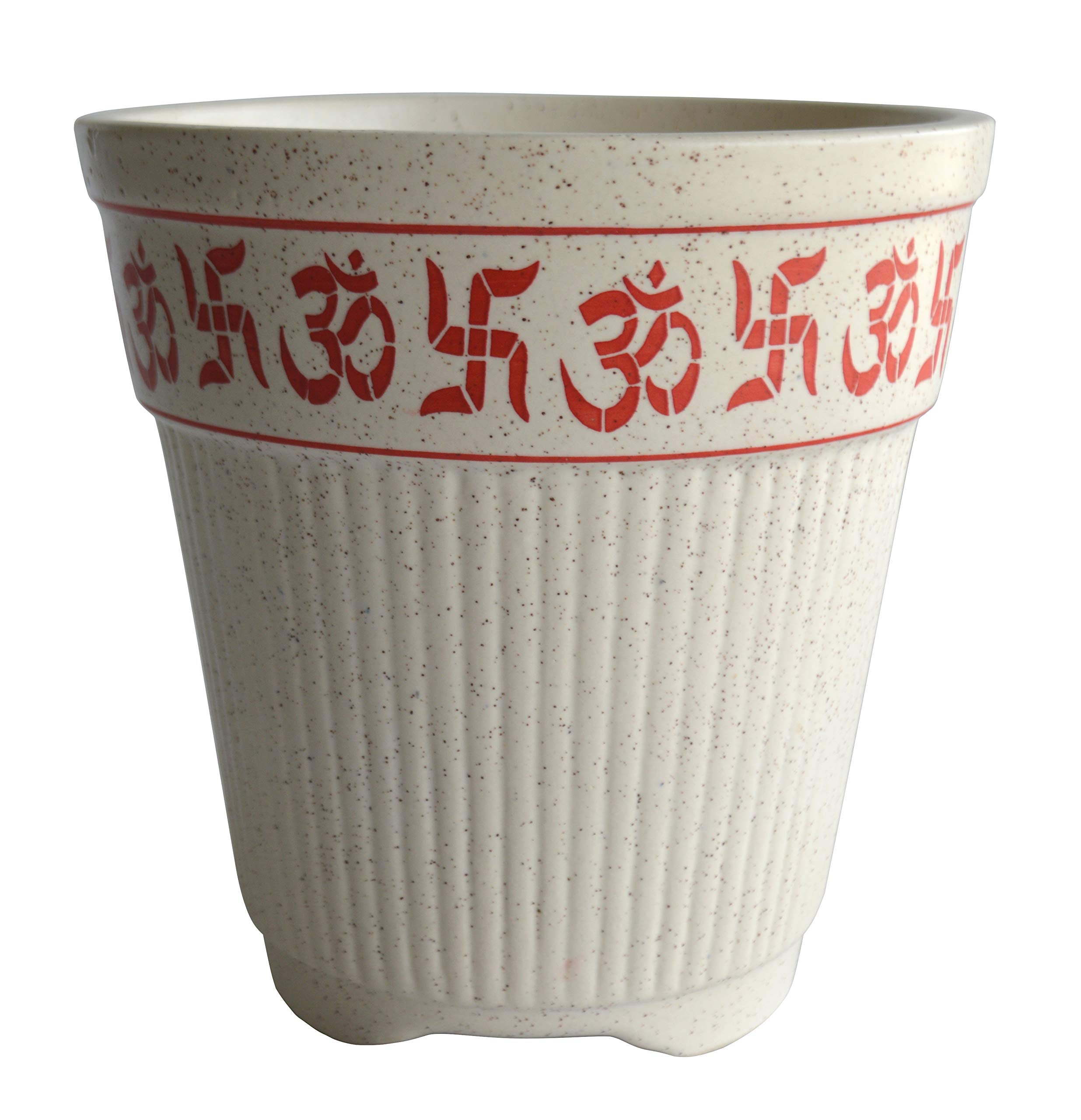 UrbanRoots Marble Tulsi Ceramic Pot (White, 6.5 Inch)